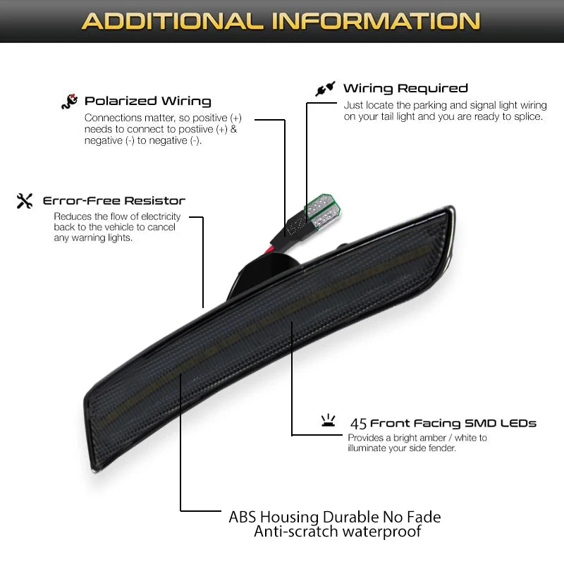 For Chevy Camaro Front Rear Side Marker Light Assemblies Turn SignalLights/Driving Lights,Replace OEM Sidemarker Lamps 2016-up