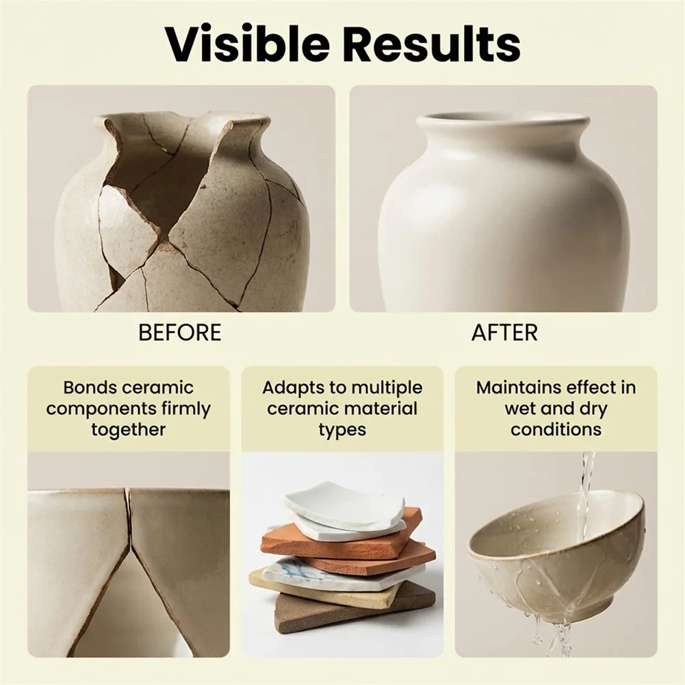 Clear Pottery Glue Waterproof Ceramic Repair Paste Broken Kitchen Mug And Plate Restoration Bathroom Tile Cracks Maintenance
﻿