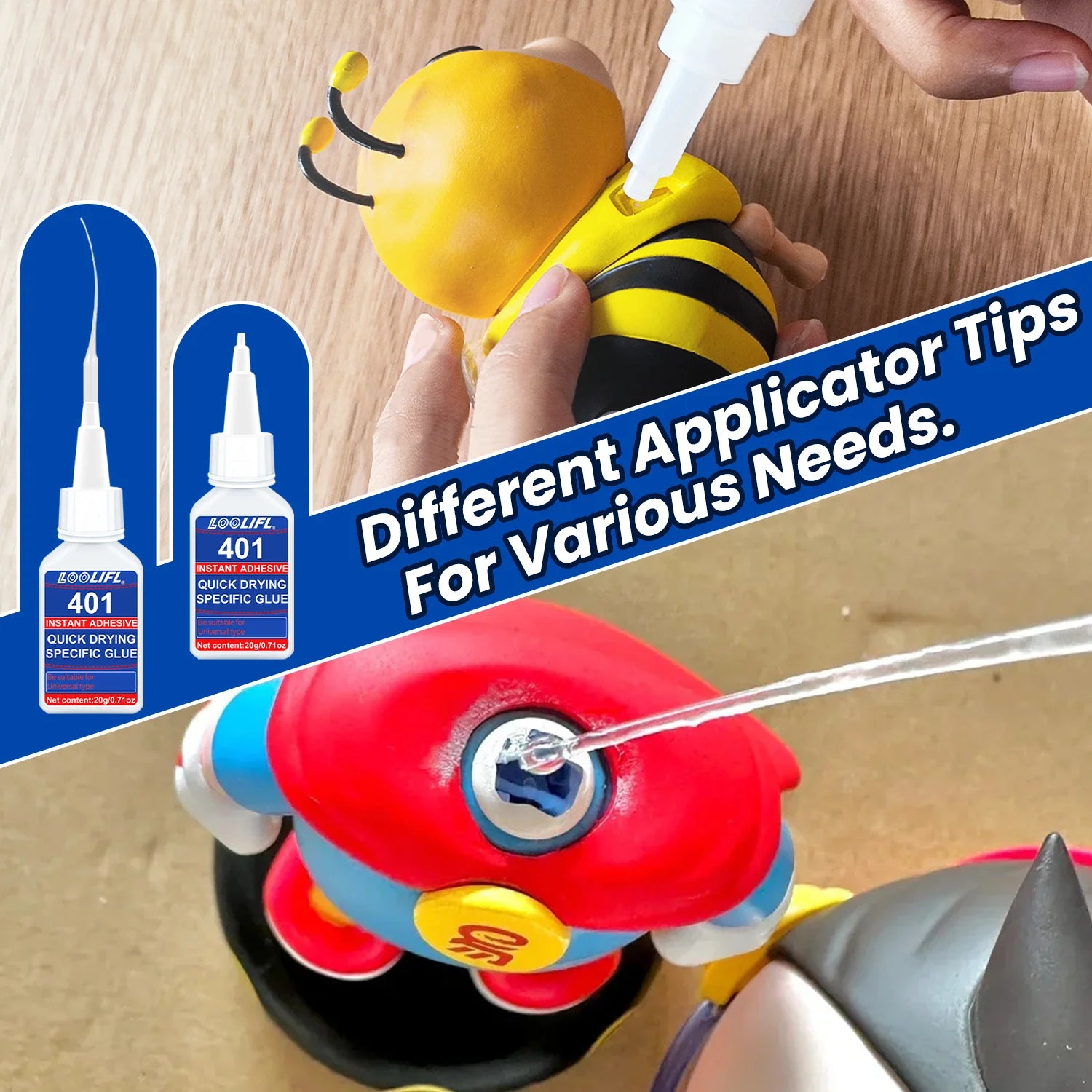 LOOLIFL - Super Plastic Glue, 10 Seconds Bonding, Waterproof, Used for Toy Repair, 3D Printing, Shoe Repair, DIY, Etc.