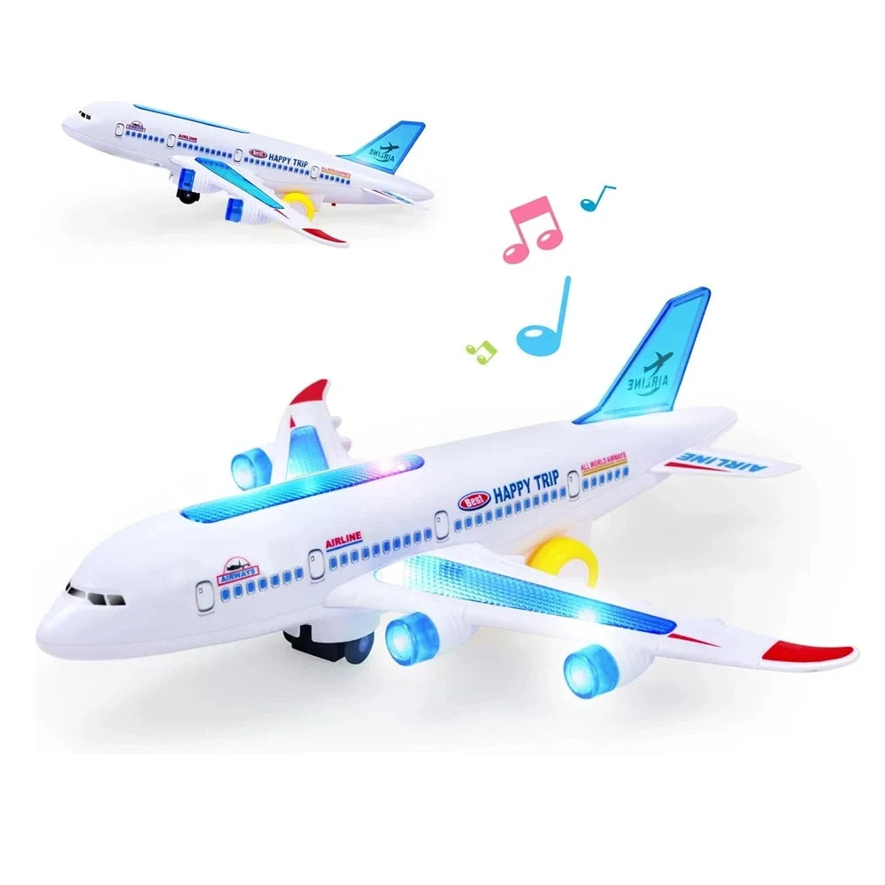 Plane Educational Toy Gift For Children Electronic Aeroplane Toy with Music Autopilot Flash Sound Aircraft Automatic Rotation