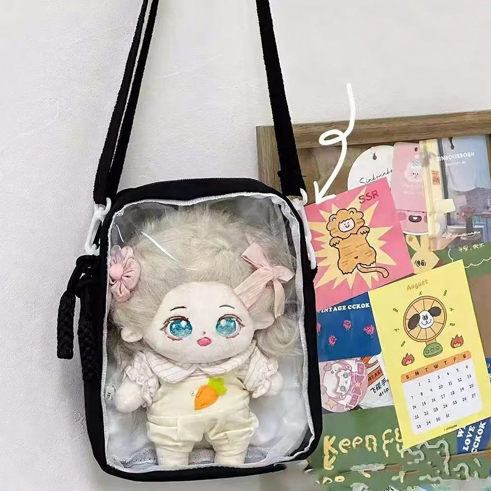 Kawaii 20cm Doll Ita Bag, Anime Style Transparent Crossbody Tote Bag, Casual & Versatile for Students