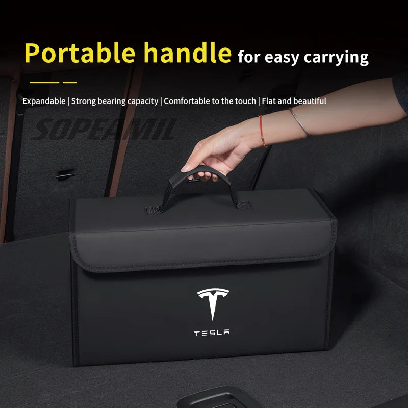 For Tesla Model 3 Model Y Model X Model S Roadster Car Organizer Trunk Storage Bag Auto Multiues Storage Box Stowing Tidying Box