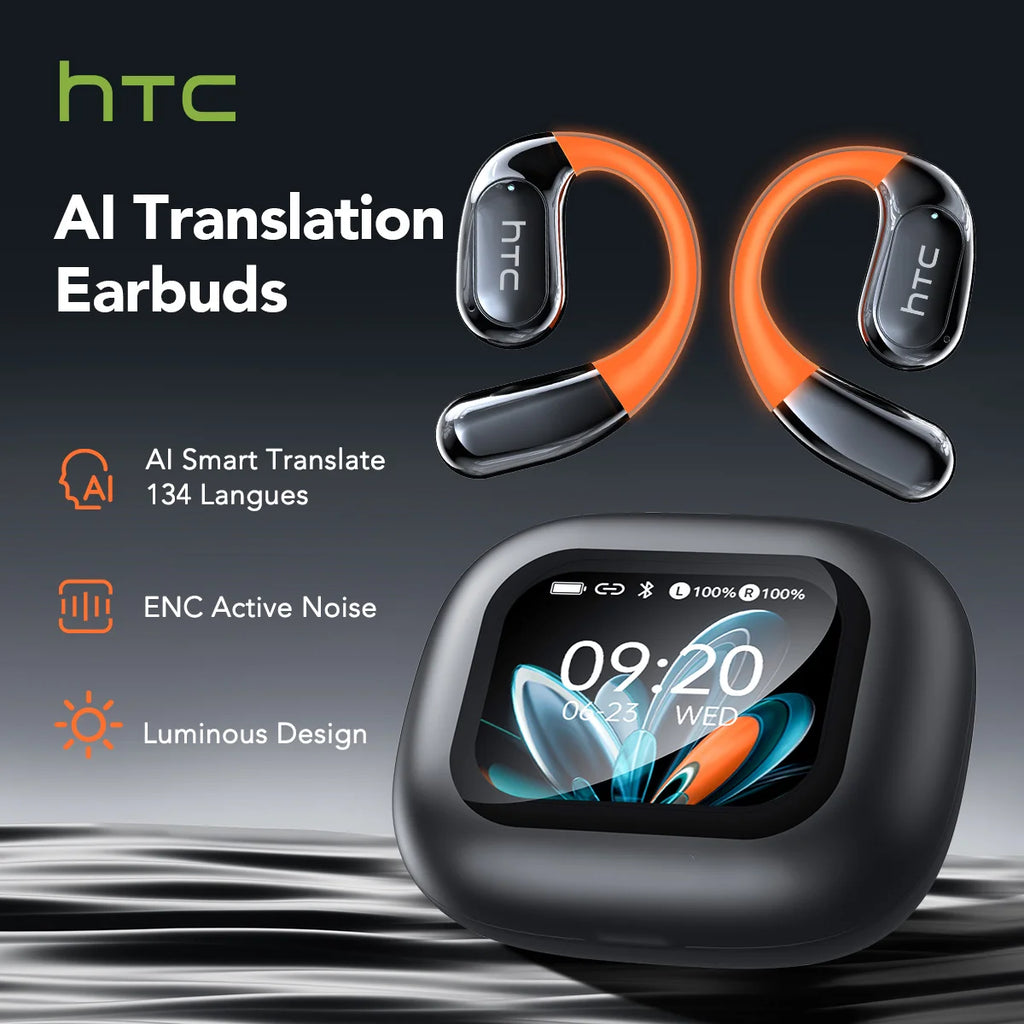 Bluetooth Earphone HTC NE27 AI Translator Wireless Earbud Open Ear High Quality Earphone HD Call HiFi Sound Sport Headset