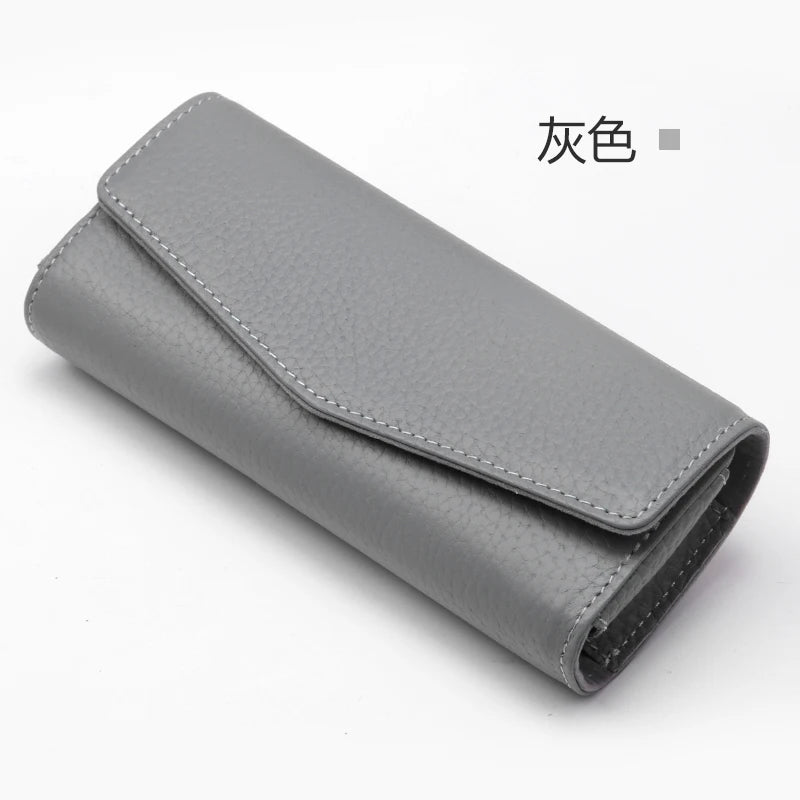 Car Sun Visor Sunglasses Case Hanger Fastener Top layer Cowhide Eyeglasses Holder Card Ticket Storage Box Accessories