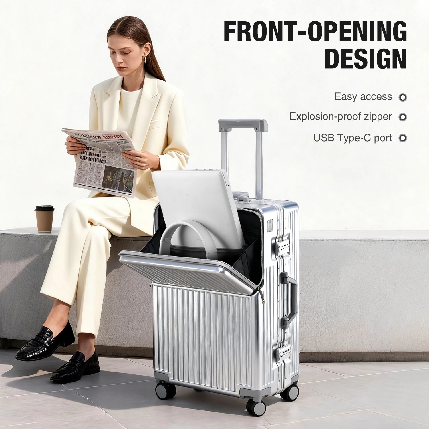 AIWEINY Lightweight Aluminum Frame Hard Shell Luggage 360 Silent Spinner Wheels TSA Lock 20/24/27 Inch Carry On/Travel Suitcase
