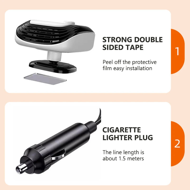 SEAMETAL Universal 12V Car Heater Fan Portable Auto Heater 360° Rotatable Windshield Defroster Fast Heating for Truck Van
