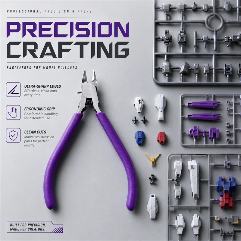 Model Pliers CR-V Ultra-thin Single Blade Gundam Nipper Non-slip Grip Sprue Cutter for Plastic Model Cutting and Building Pliers