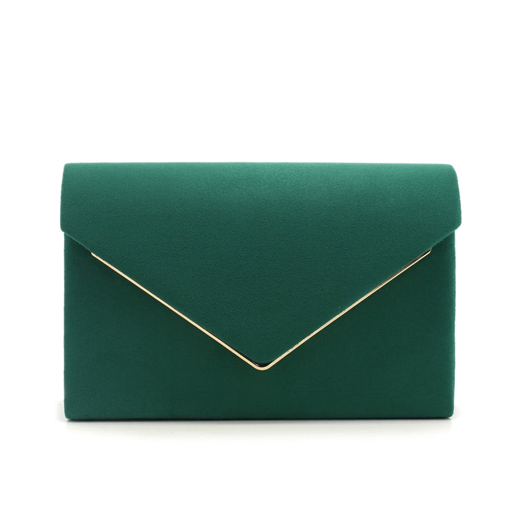 Envelope Design Velvet Women Evening Bags V Metal Fashion Small Cover Clutch Bags With Shoulder Chain Party Wedding Prom Handbag