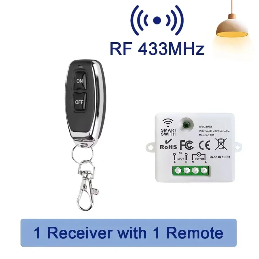 RF 433MHz Wireless Remote Control Switch Smart Home 110V 220V 10A Mini Controller Relay ON/OFF Transmitter Wall Light Switches