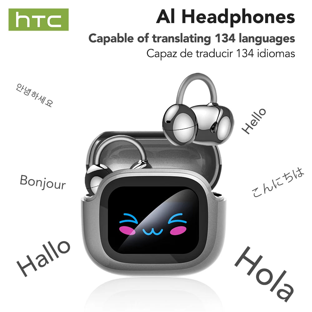Auriculares Traductor DeIdioma HTC NE32 Clip-on Bluetooth Earphones LCD Multi-functional Screen HiFi Sound HD Call TWS Earbud