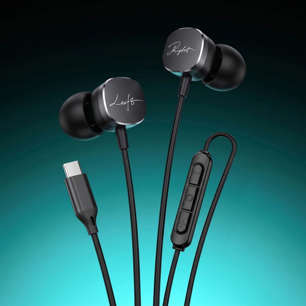 Type C Wired Headphones HiFi Bass Stereo Volume Control Headset In HD Mic Wired Earbuds For Samsung Galaxy S26 S25 S24 Earphones