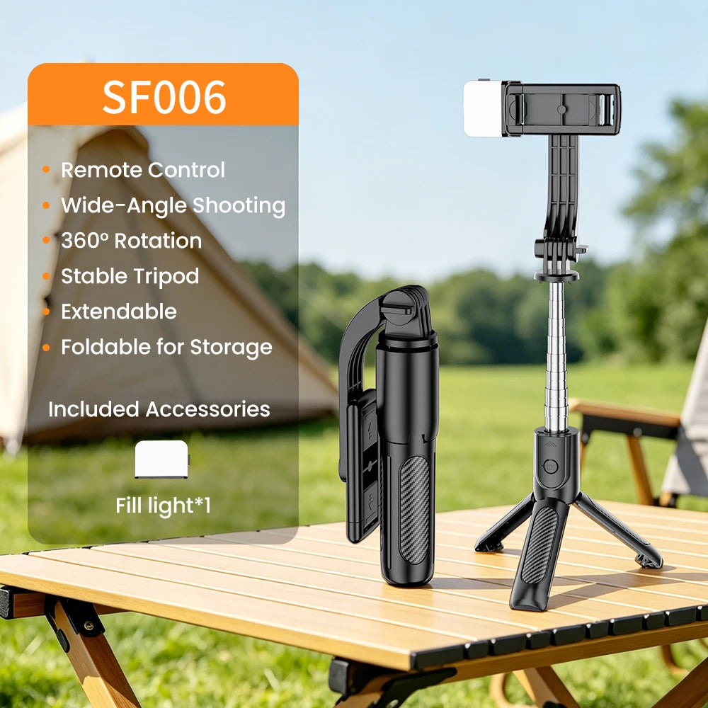 Multifunctional Selfie Stick With Light Portable Tripod Stand 360° Rotation Remote Extendable Tripod For Phones Live Streaming