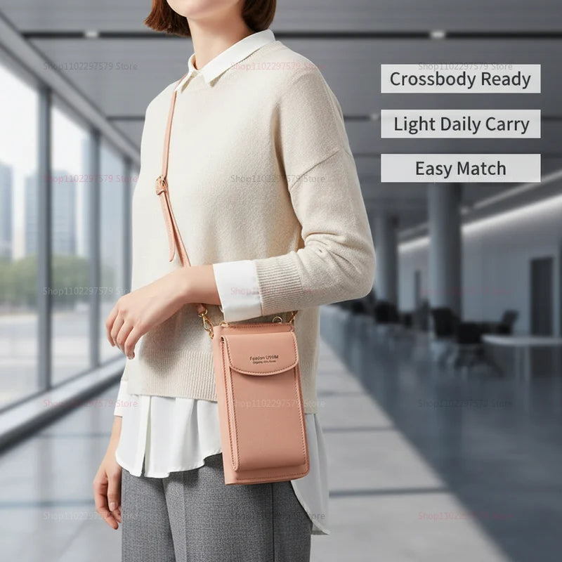 Women’s Leather Mini Crossbody Bag Soft Side Phone Coin Purse Travel Shoulder Bag Small Messenger Bag for Daily Use