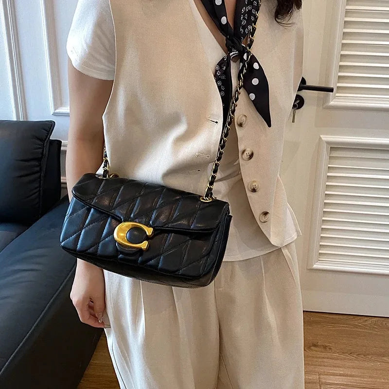 New Retro Single-Shoulder Bag - Simple Diamond-Shaped Grid Multi-Purpose Chain Bag for Women, Crossbody Bag, Small Square Bag