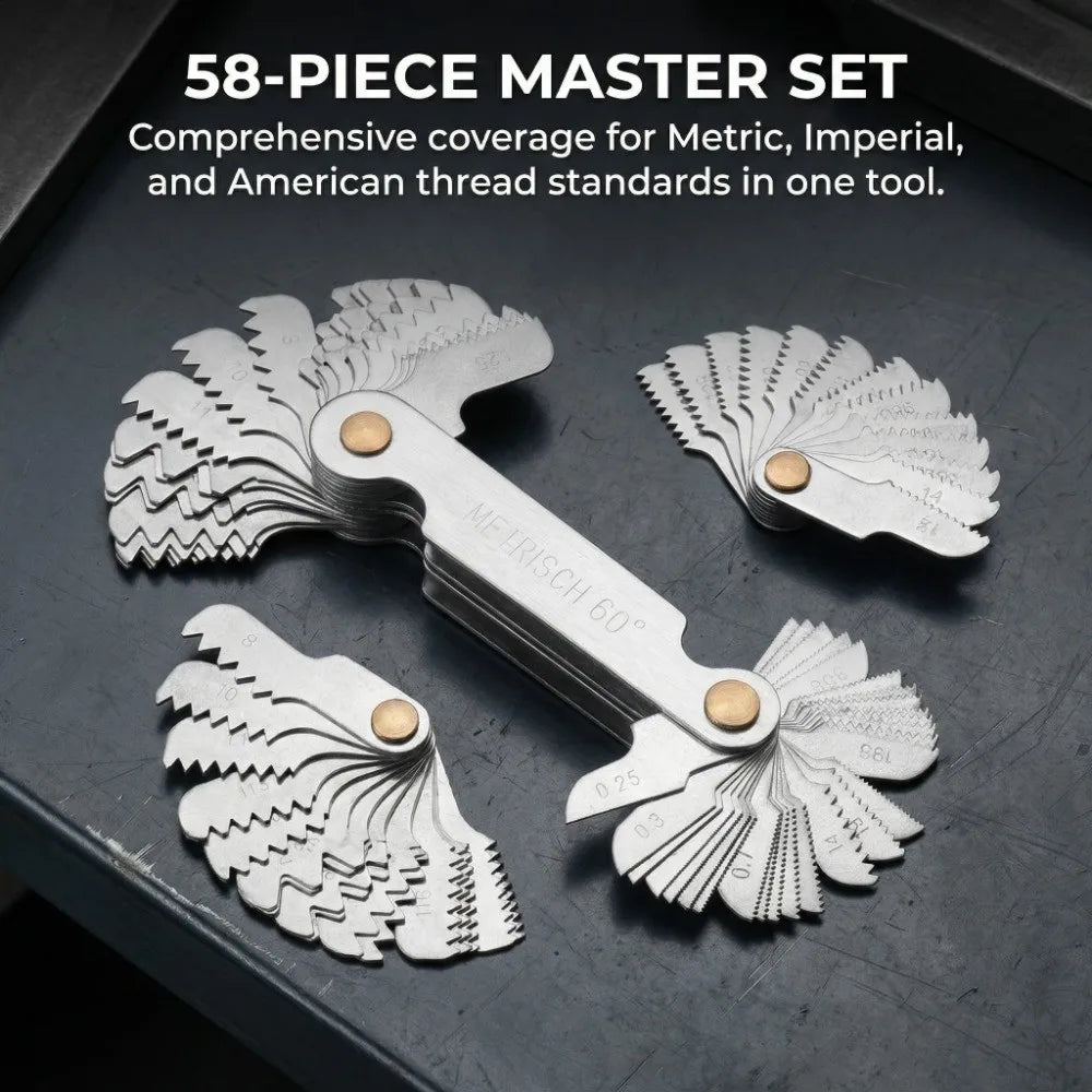 Metric Metal Thread Gauge 58pcs Precision Thread Measuring Tool Portable Durable Thread Checker Measuring