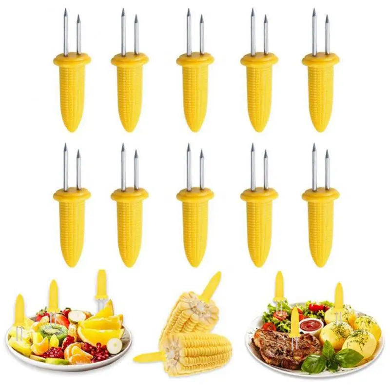 5/10/20Pcs Corn Holders BBQ Stainless Steel Fruit Double Corn Forks Anti Scalding Corn Outdoor Camping Barbecue Tool Accessories