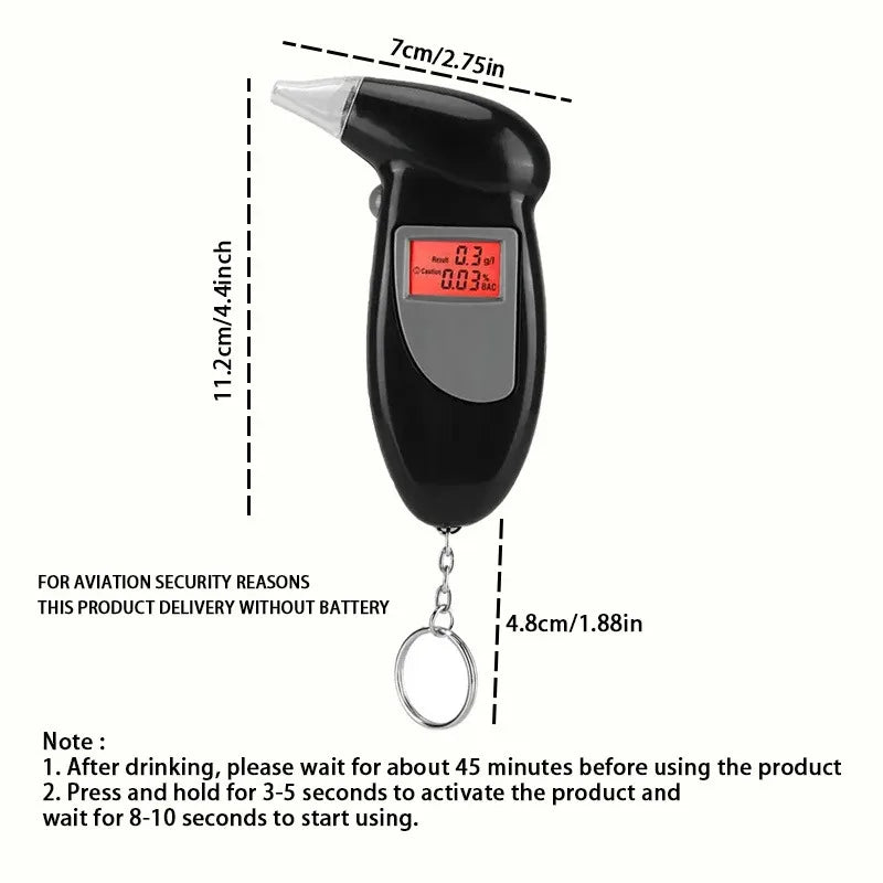 Car Mounted Bird Song Alcohol Tester, Digital Blowing Screen Breathalyzer, Driving Detection & Keychain (Excluding Battery)