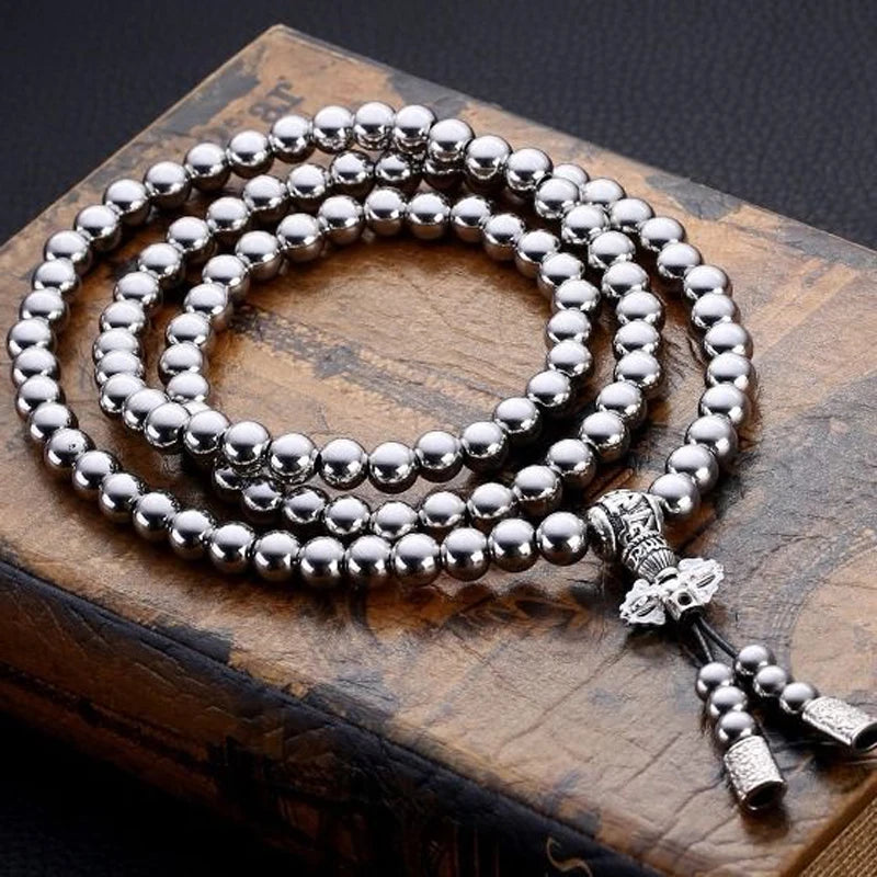 Stainless Steel Jewelry Male Bracelet Braided Link Buddha Beads Necklace Waist Chain Tactical Self Defense Whip Multi-fonction