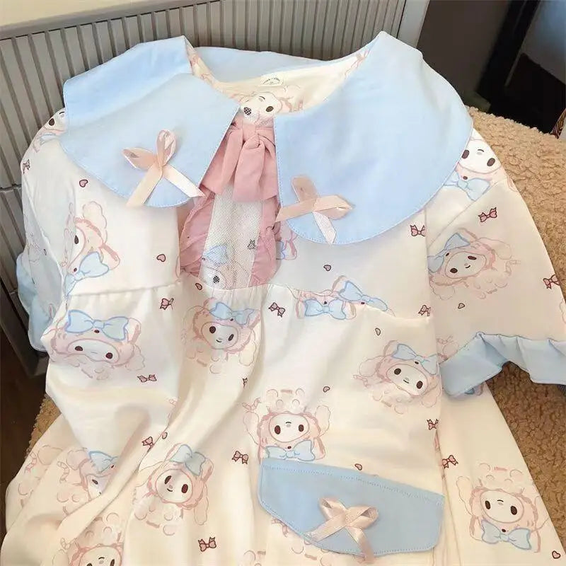 Pajama Set My Melody 2026 Summer New Women's Short Sleeved Shorts Beautiful Girls Can Wear Outerwear Home Clothes Set Cute Sweet