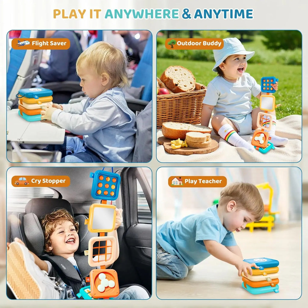 Busy Board for Toddlers Montessori Sensory Toys Baby Folding Activity Cube Fine Motor Skill Learning Education Toys for Kid Gift