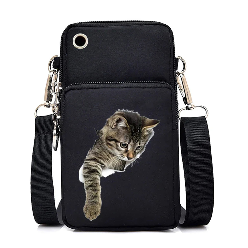Cute Cat Graphics Small Crossbody Bags Women Harajuku Animal Mini Mobile Phone Bag Teen Messenger Bag Women Purses and Handbags
