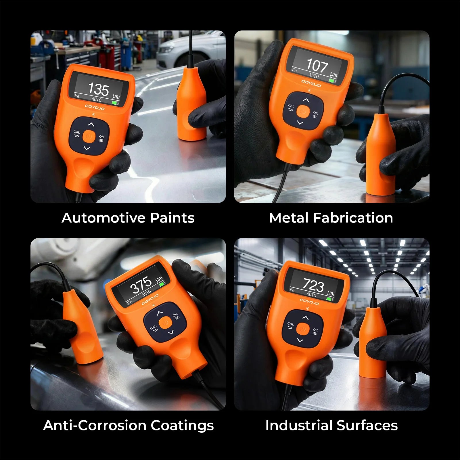 New portable coating thickness gauge with three color LED indicator light for rapid detection of 3000 to 9900 microns CTG series