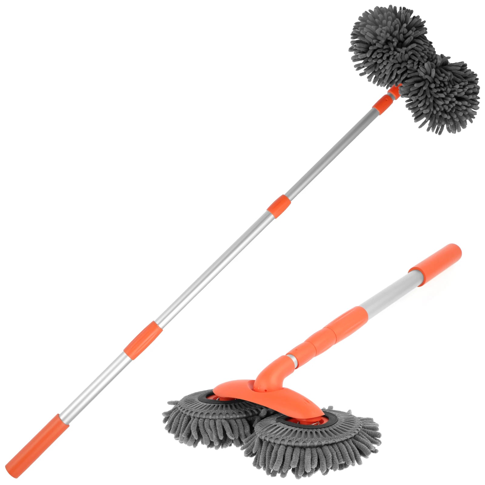 Extendable Microfiber Car Wash Brush Mop Kit with Long Handle 360° Rotating Chenille Car Cleaning Mitt Supplies for Car RV SUV