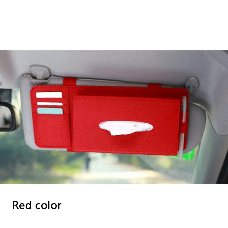 2025 Creative Car Sunshade Tissue Box Paper Towel Bag Multi - Function Felt Car Hanging Seat Car Interior Storage Box Supplies