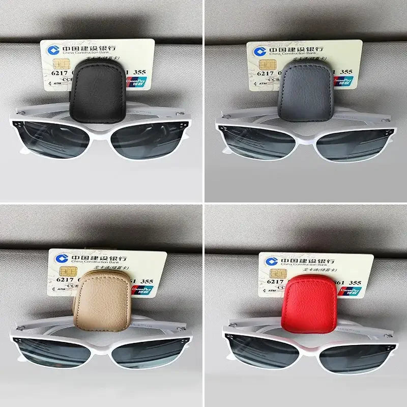 1Pcs Sunglasses Holder Car Sunshade Accessories Is Suitable for Car Sunshades Magnetic Leather Sunglasses Clip and Ticket Clip