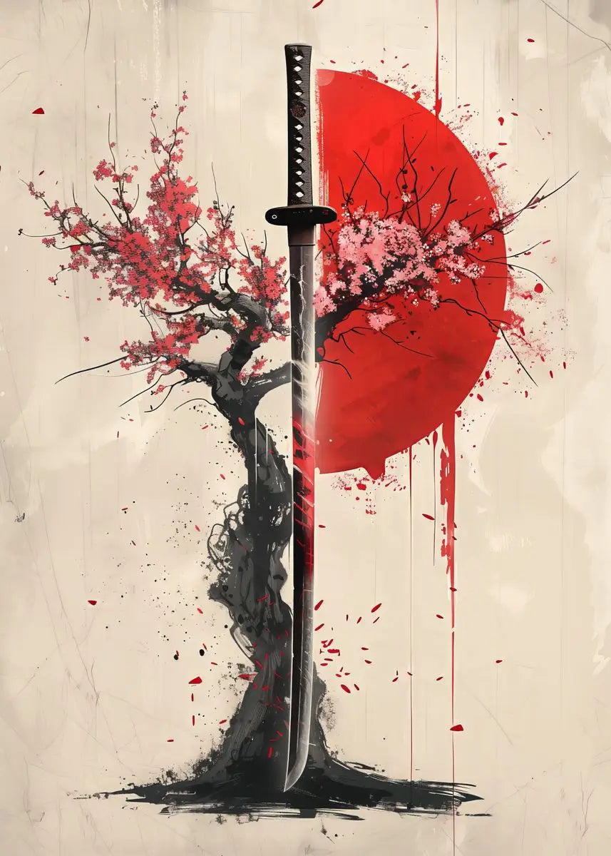 Japanese Samurai Geisha Umbrella Bonsai Sakura Art Poster Landscape Canvas Painting Wall Prints Picture for Room Home Decor