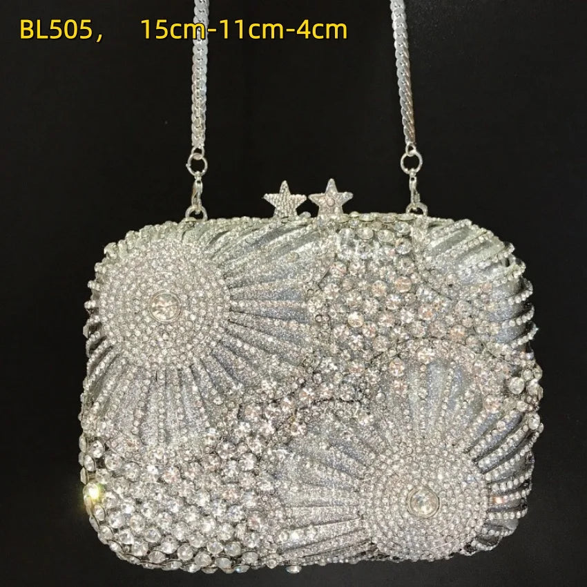 2026 Sparkly Diamond Dinner Bag Hollow Rhinestone Banquet Clutch Bag Women Evening Party Wedding Bridal Purse Rhinestone Handbag