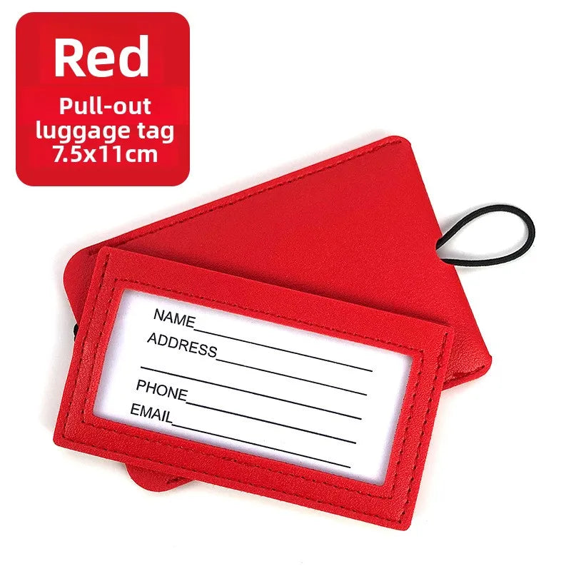 Fashion Women Solid Color Suitcase Luggage Tags ID Address Holder Baggage Label Leather Portable Label Travel Accessories