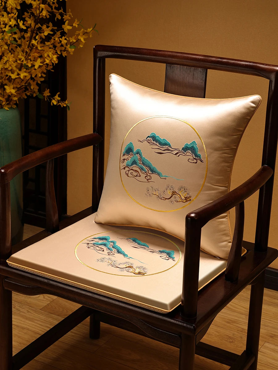 New Chinese-style Foam Chair Cushions Rosewood Sofa Cushion Cover Home Sponge Seat Cushions Embroidered Anti-slip Chair Cushions