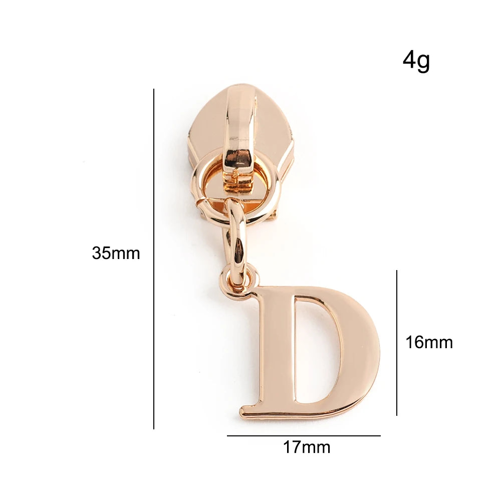20/50PCS 5# Nylon A-Z English Initial Letter Zipper Puller Slider For Create Personal Logo Bag Purse Trinkets Gift Accessories