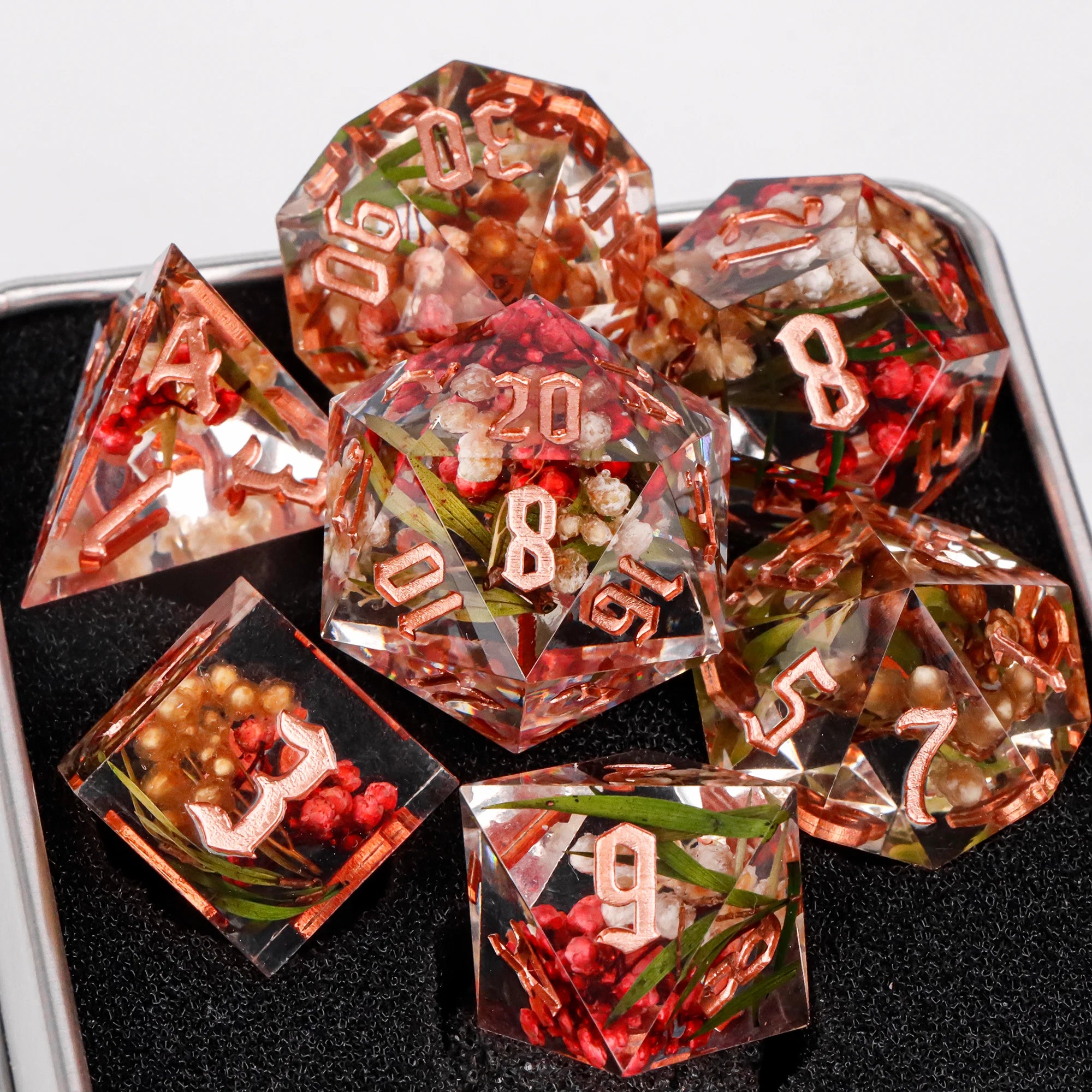 Blue Resin D&D Dice Set 7pcs Polyhedral Dice for Dungeons and Dragons, RPG Dice Role Playing Games D4, D6, D8, D10, D12, D20