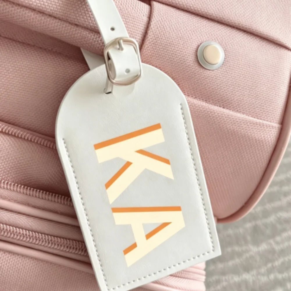 Customized Name Initial Suitcase ID Tag, Personalized 3 Colors Purple Light Blue White, Airport Travel Accessory