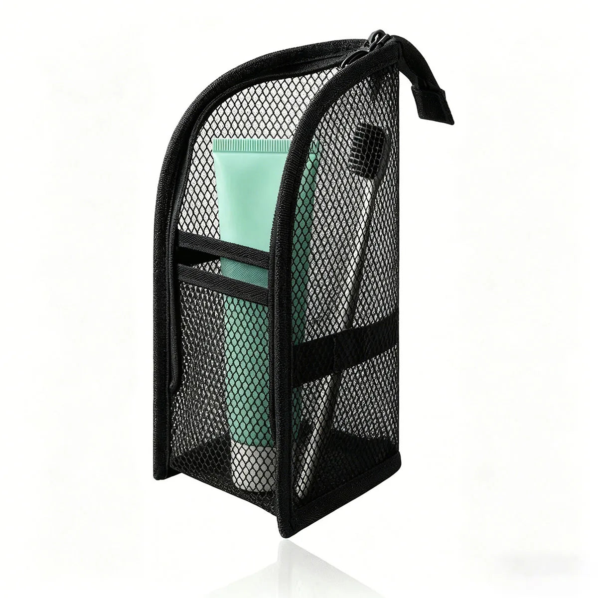 Large Capacity PVC Cosmetic Bag Waterproof Space Saving Toothbrush Toiletry Pouch Zipper Closure Vertical Design