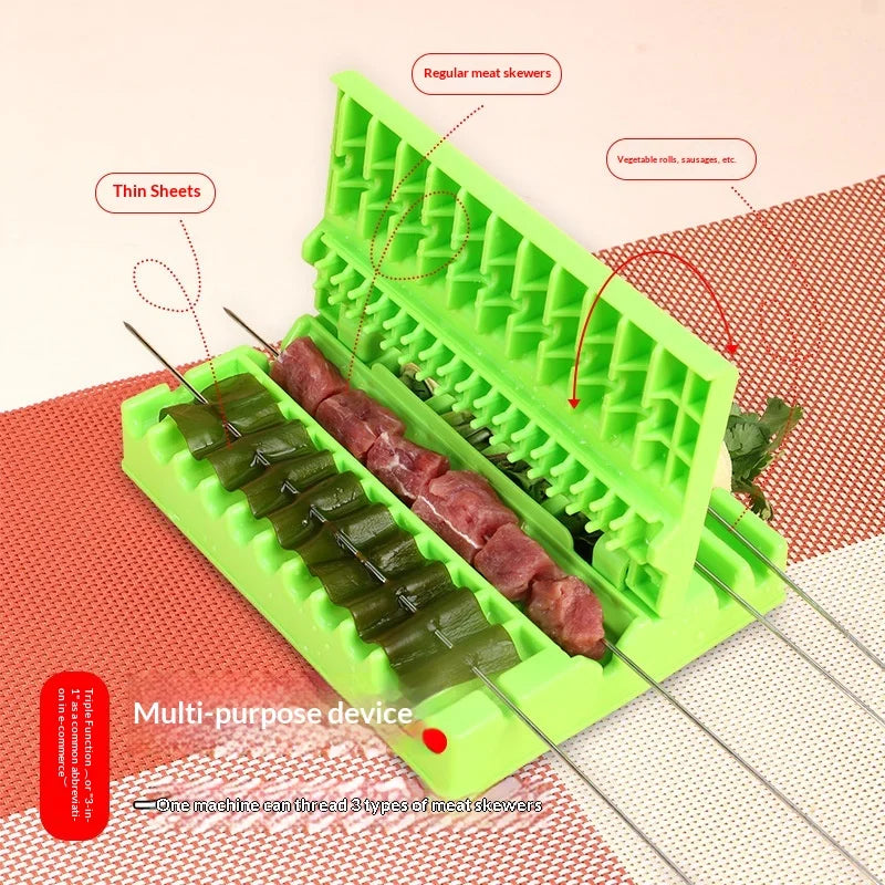 Household Commercial Multi-functional Fast Skewering Machine, Meat Cutting Tool, Lamb Skewering Barbecue Meat Skewering Device