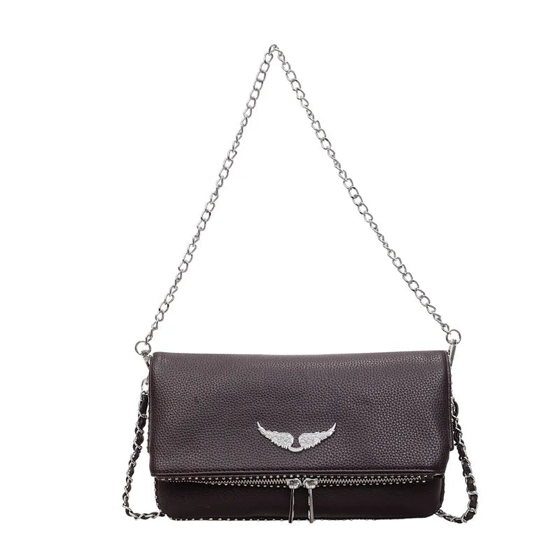 2026 New French Style Chain Clamshell Crossbody Bag Classic Versatile Shoulder Messenger Bag for Women with Wristlet