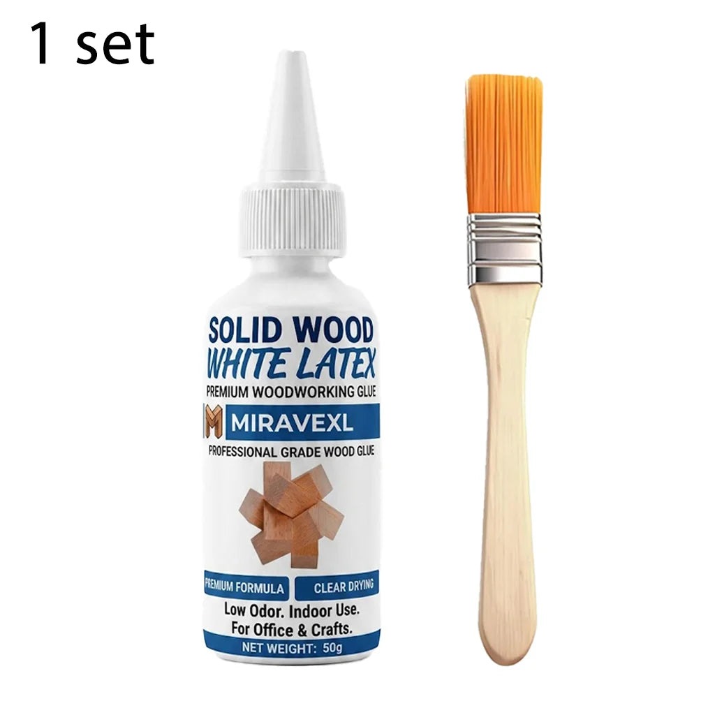 50g Eco-Friendly White Wood Glue with Brush, Quick Dry Strong Bond for Office Craft Woodworking & School DIY Projects