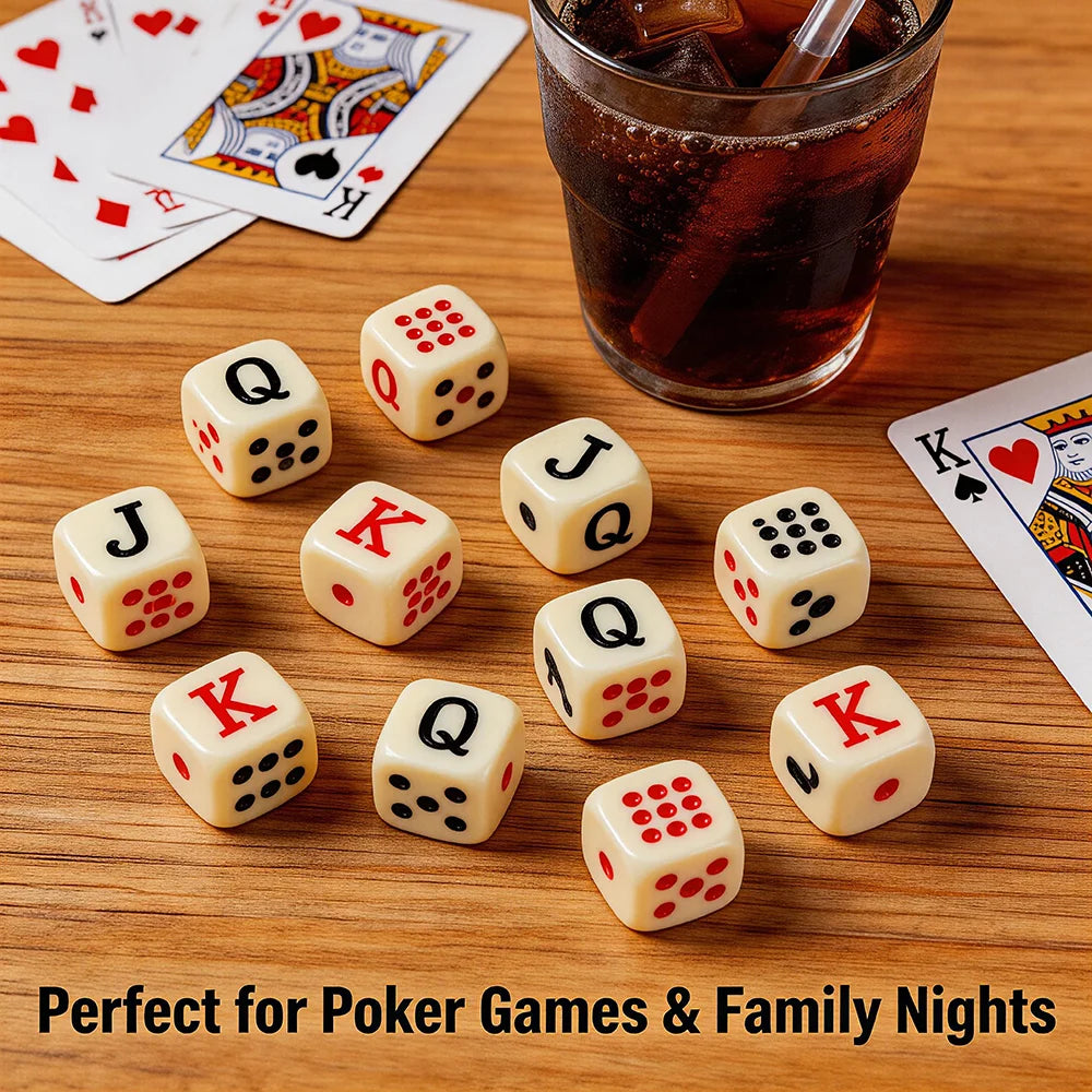 10pcs/set， 20pcs/set 16mm Corner Teeth Square Poker Dices Yellow Acrylic Dices JQK Spanish Dice Table Game