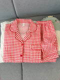 Women's Summer Pajamas, Thin Plaid Pattern Short-Sleeved Shorts, Sweet and Cute, Can Be Worn Outside in Summer, Two-Piece Home Wear Set