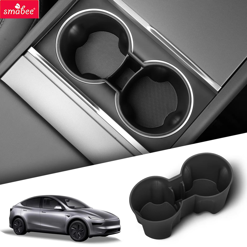 Smabee for Tesla Model Y Juniper Launch/Standard RWD/YL 2025 2026 Car Central Console Water Cup Holder TPE Cup Box Tidying﻿