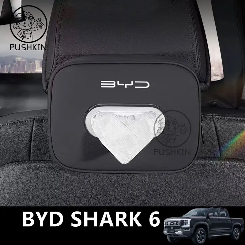 Suitable For BYD SHARK 6  2024 2025 2026 Car Tissue Box Seat Rear Hanging Drawer Specialized Automotive Accessories