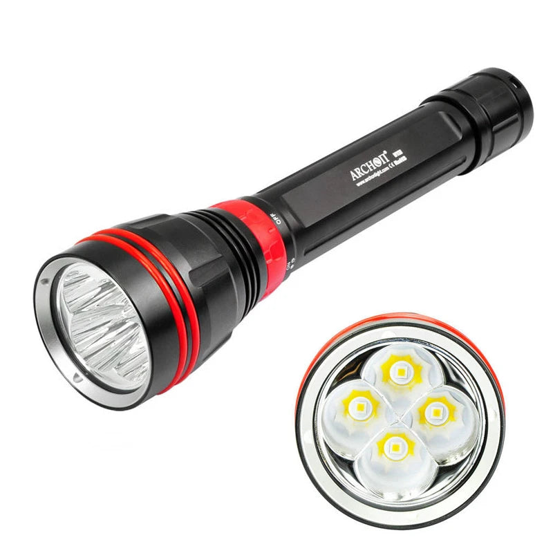 ARCHON DY02 Professional Diving Flashlight White/Yellow 4*Cree LEDs Scuba Diving 4000 Lumens Torch for Underwater Exploration