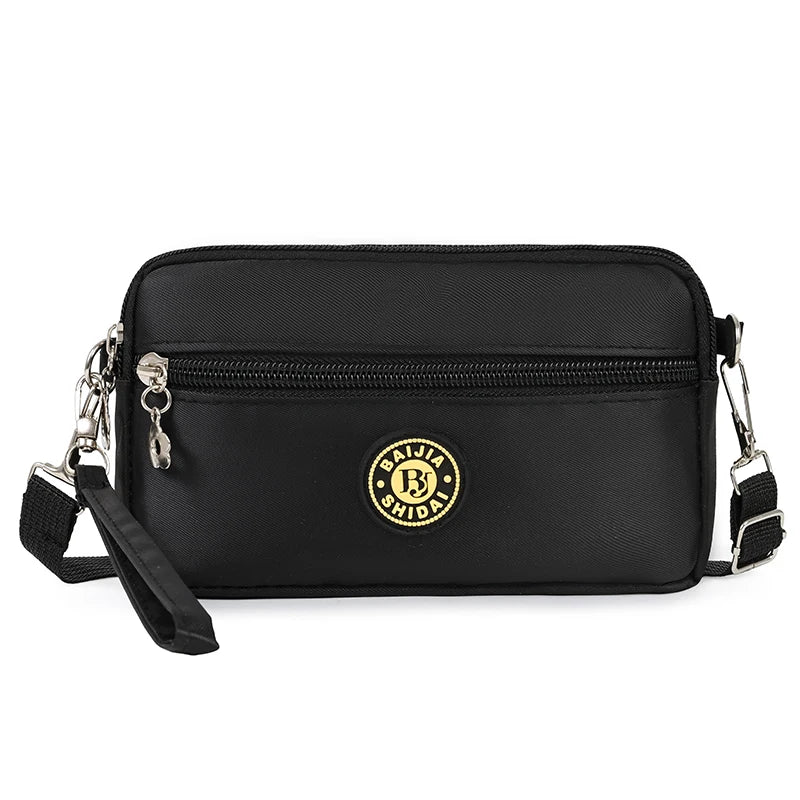 Lightweight Utility Crossbody Bag Durable Nylon Canvas Floral Print Multi Compartment Secure Zipper Women Travel Handbag