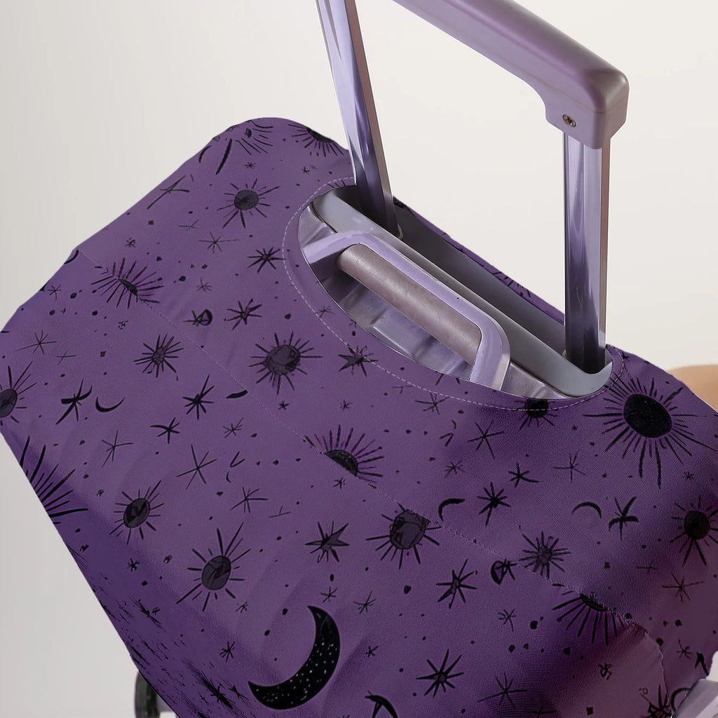 Purple Sun Moon Star Pattern Luggage Protective Cover, suitable for 18-32 inch luggage covers, luggage handle gloves, travel acc