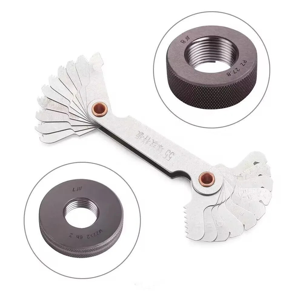 60/55 Degree Metric Inch Thread Plug Gauge Gear Tooth Screw Pitch Gauges Measuring Center Metrisch Thread Measurement Tools
