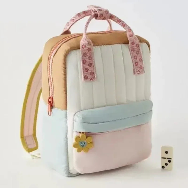 Lightweight Children's Backpack with Cute Sunflower Pendant Colorful Design School Bag for Girls Boys Portable Kids Shopping Bag
