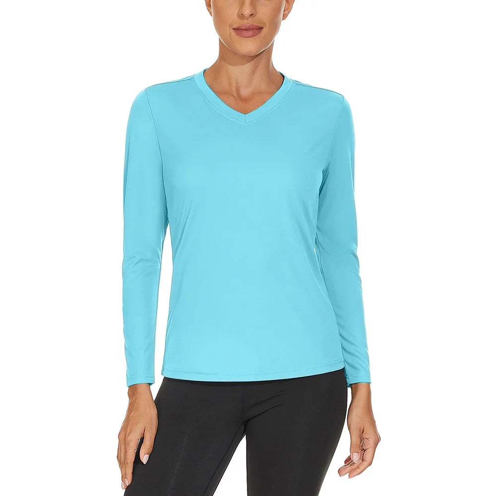 KEFITEVD UPF 50+ Women Long Sleeve T-shirts UV Sun Protection Outdoor Sport T Shirt Moisture Wicking Camping Hiking T-Shirts Tee